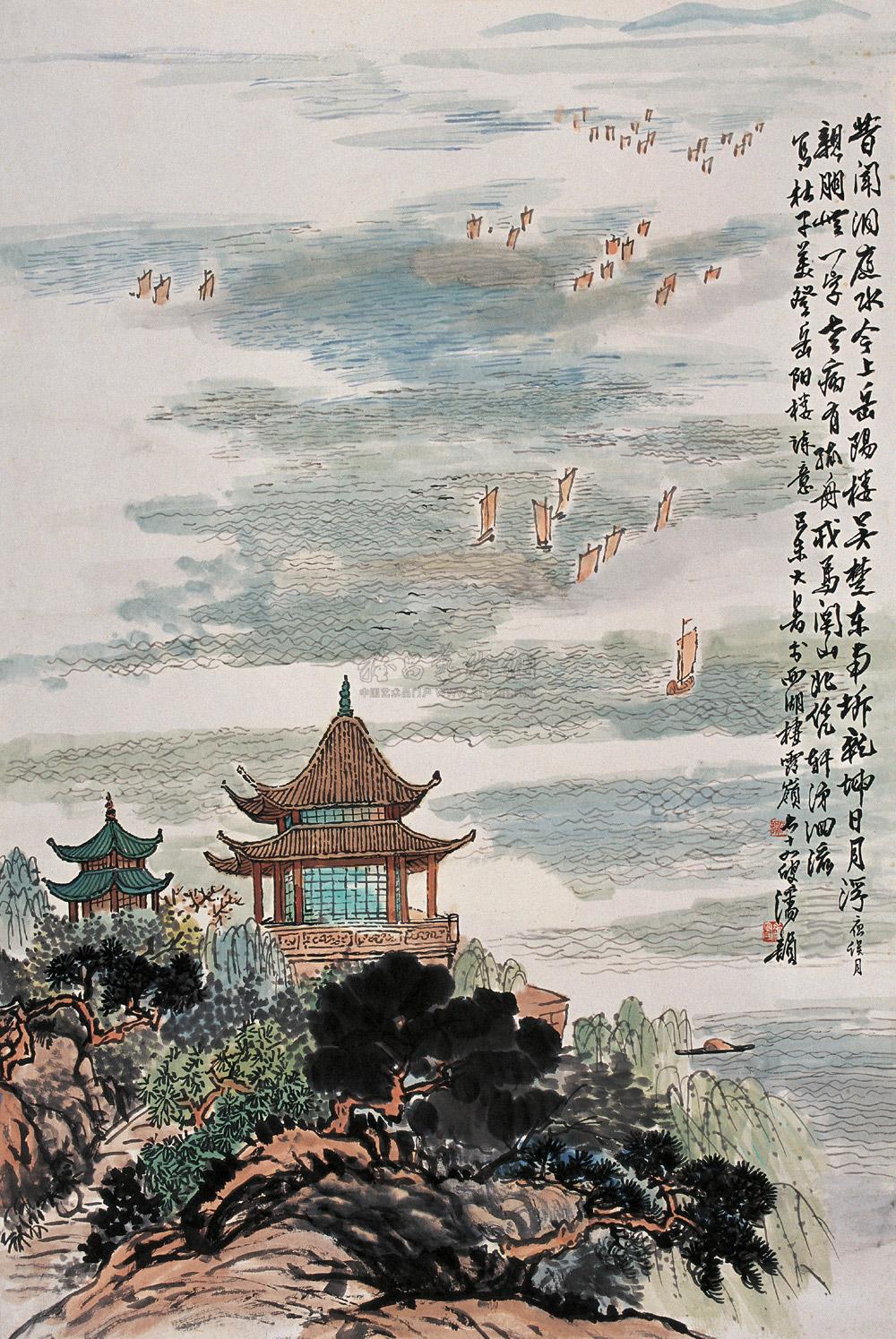 0681 岳阳楼 镜心 设色纸本