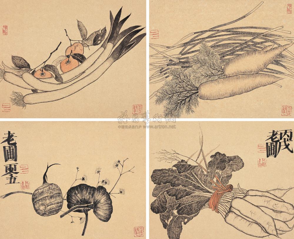 2006年作 菜园子 (四帧) 镜心 水墨纸本】拍卖品_图片_价格_鉴赏_绘画