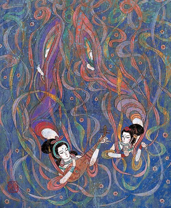 0094 敦煌飞天之一 镜心 岩彩画