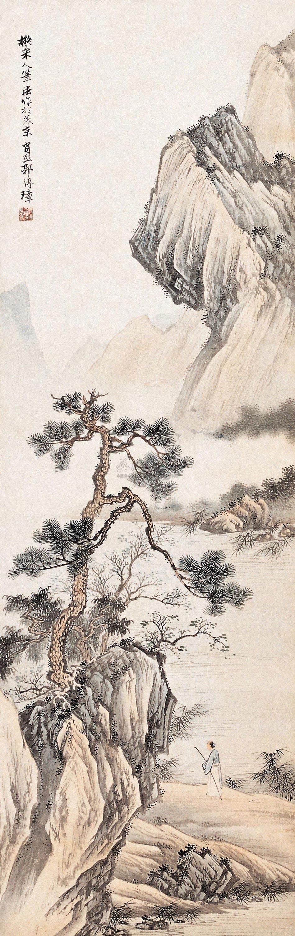 1056策杖寻幽立轴设色纸本