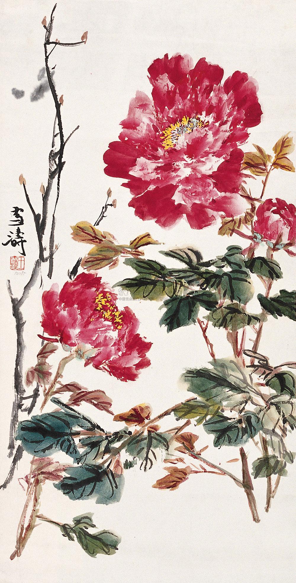 1074国色天香立轴设色纸本
