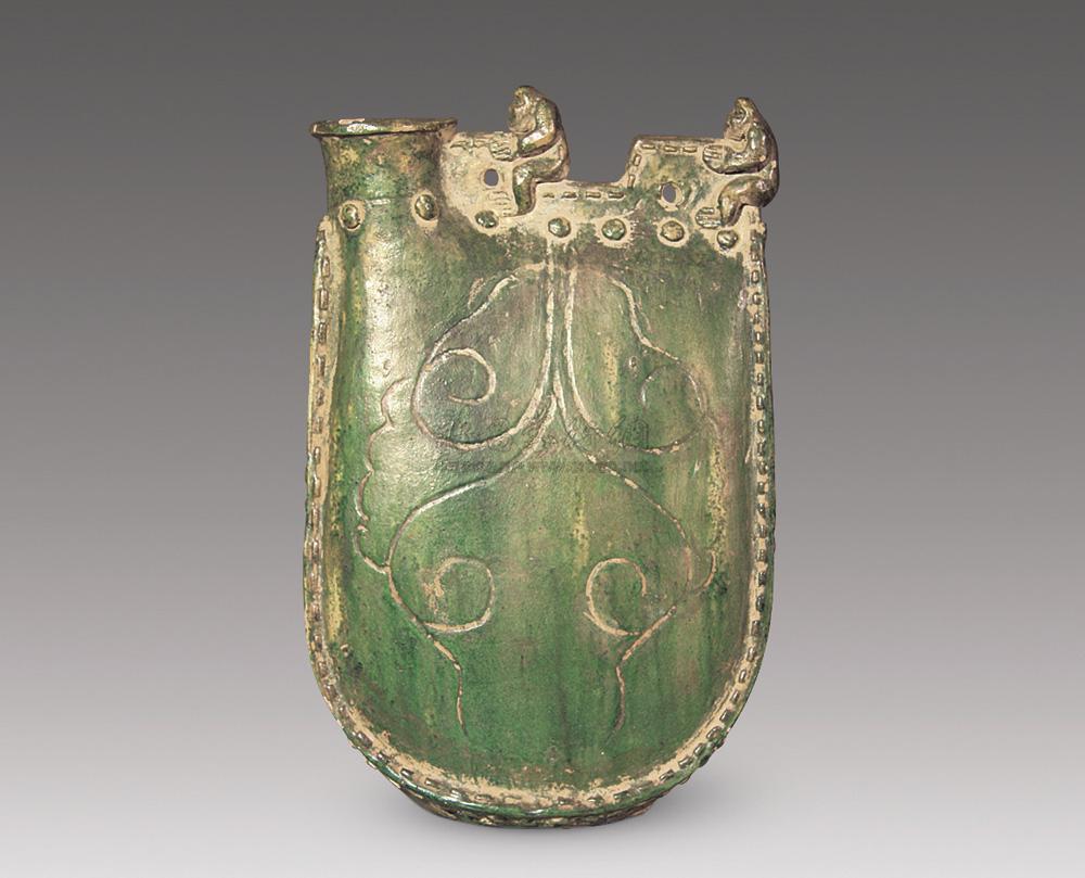 0215辽绿釉皮囊壶