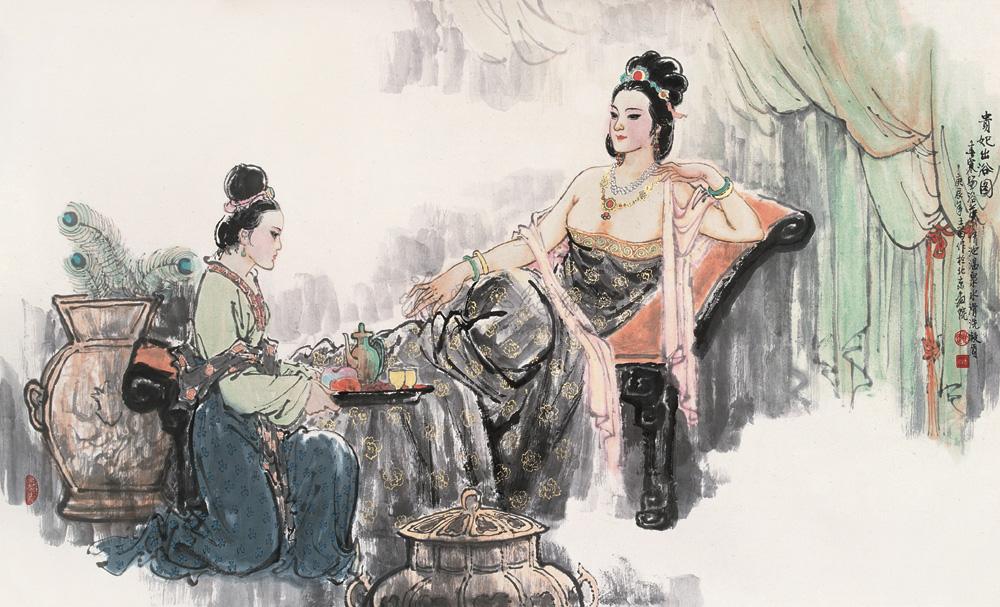 0452 2000年作 贵妃出浴图 镜心 纸本设色