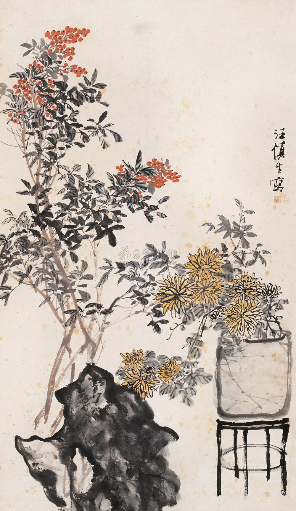【清供图 立轴 设色纸本】拍卖品_图片_价格_鉴赏_绘画_雅昌艺术品拍卖网