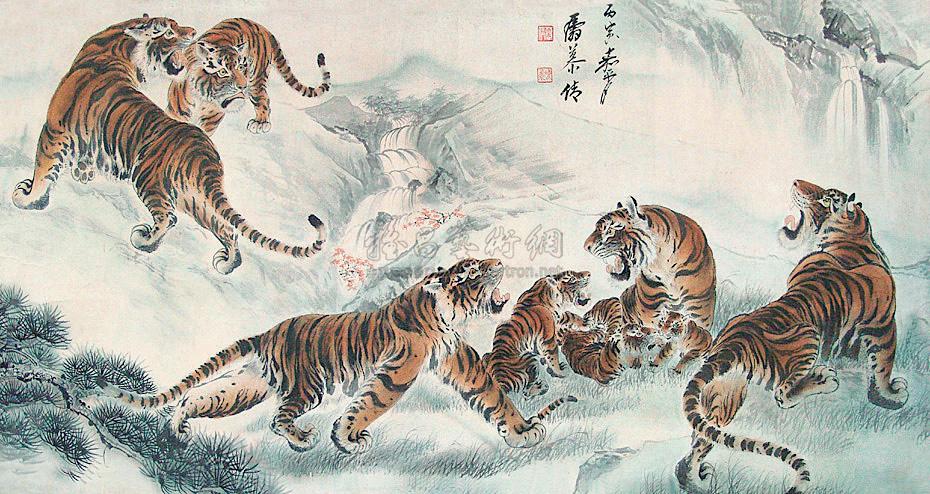 0425 群虎图 镜心