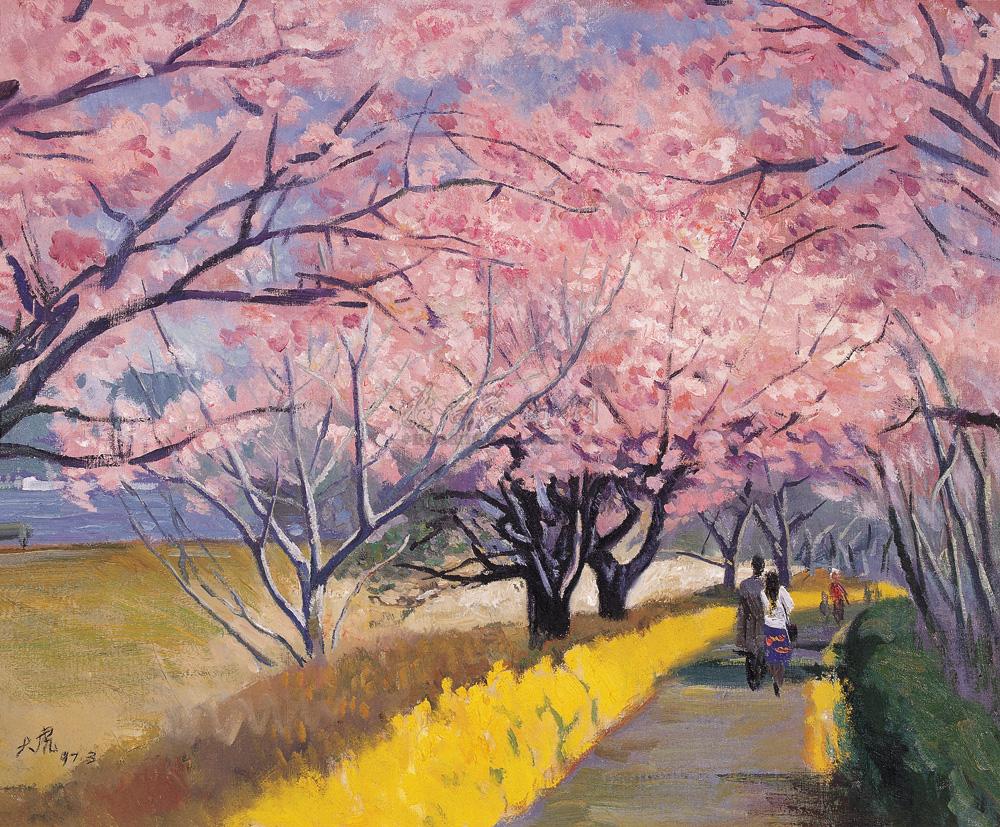 00461997年作樱花公园布面油画