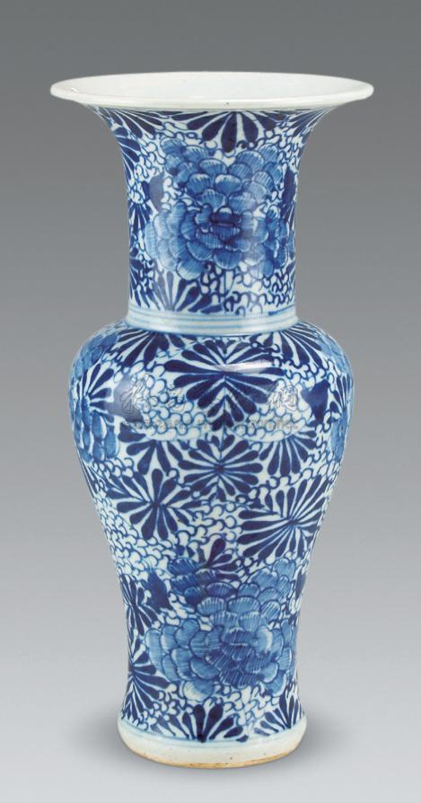 【清 青花牡丹纹凤尾尊】拍卖品_图片_价格_鉴赏_清代青花瓷器_雅昌