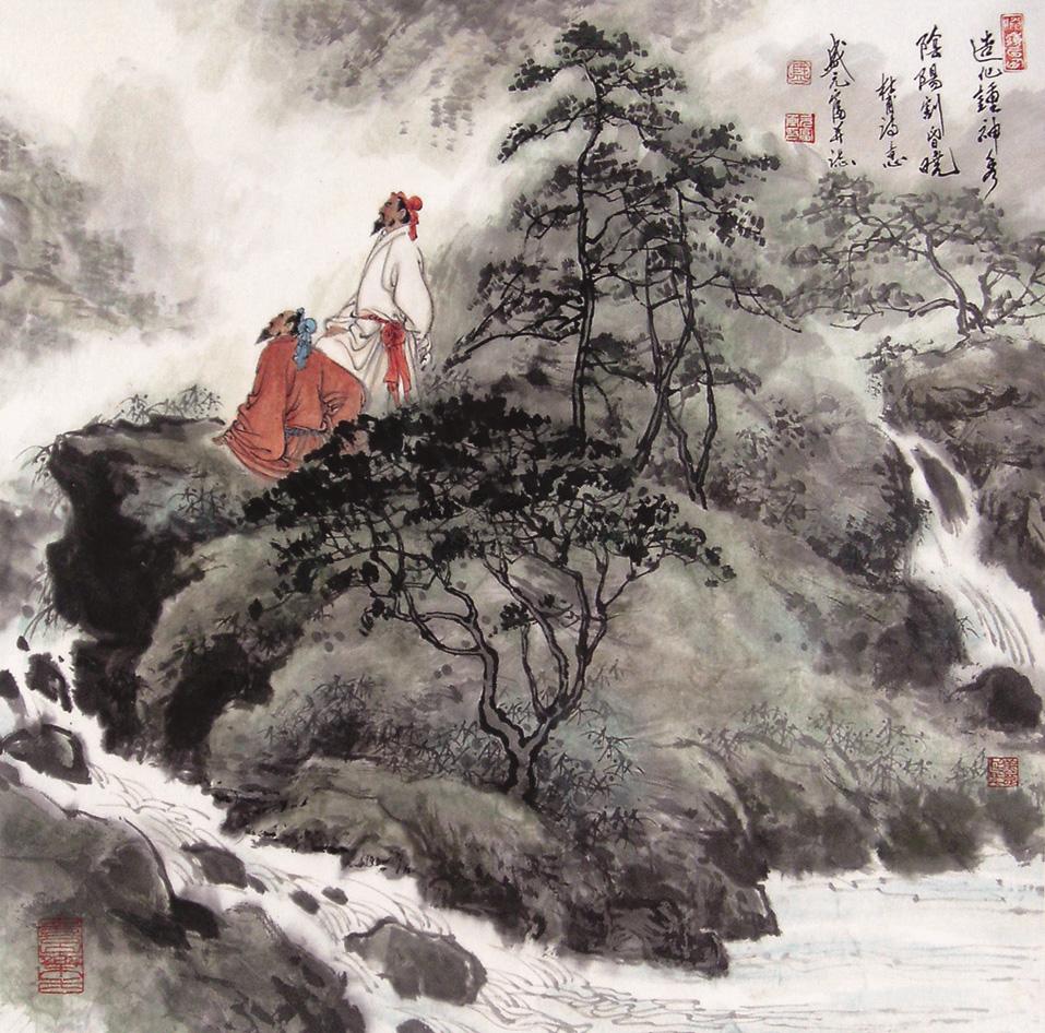 0337 杜甫诗意图 立轴 设色纸本