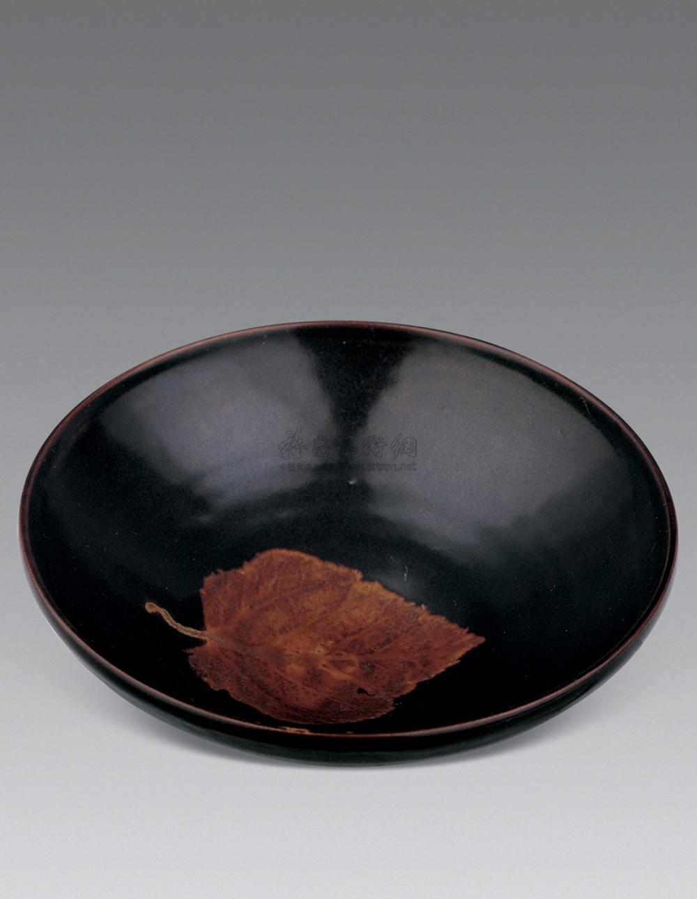 0179宋吉州窑黑釉木叶碗