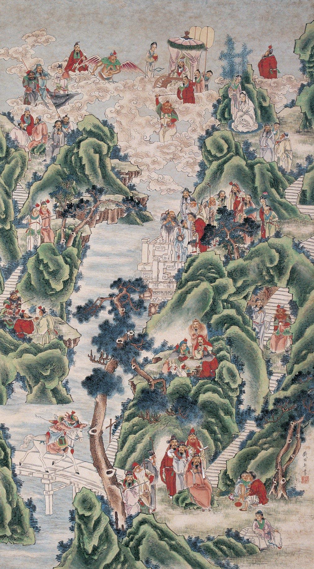 0005群仙图 立轴 设色纸本