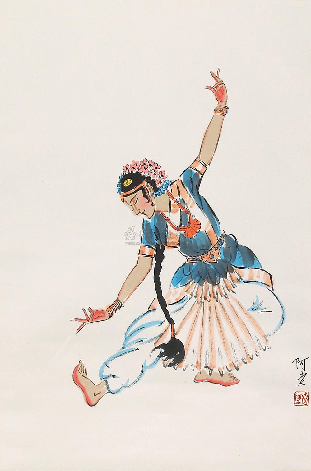 0251民族舞立轴设色纸本