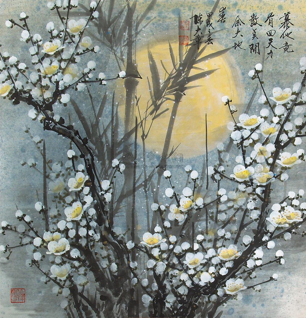 06401994年作月下梅花立轴设色纸本