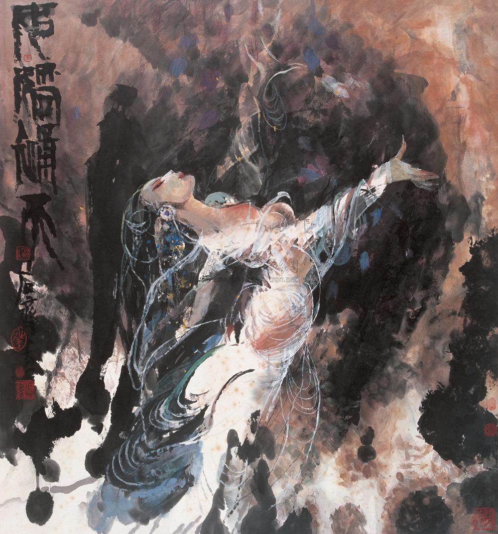 0218 女娲补天 镜心 纸本