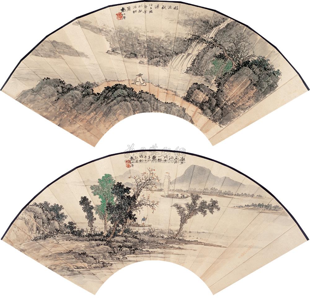 0422 辛巳(1941年)作 山水 折扇 纸本