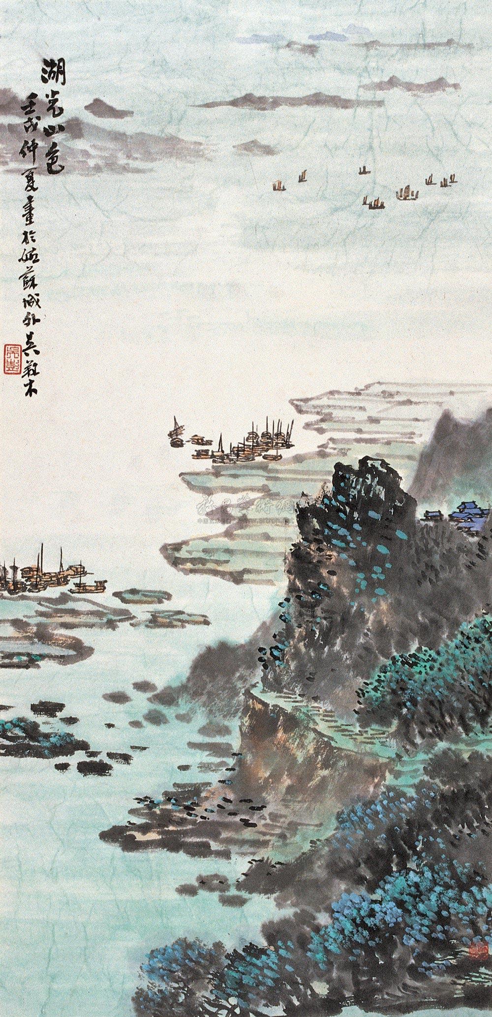 00201982年作湖光山色立轴设色纸本