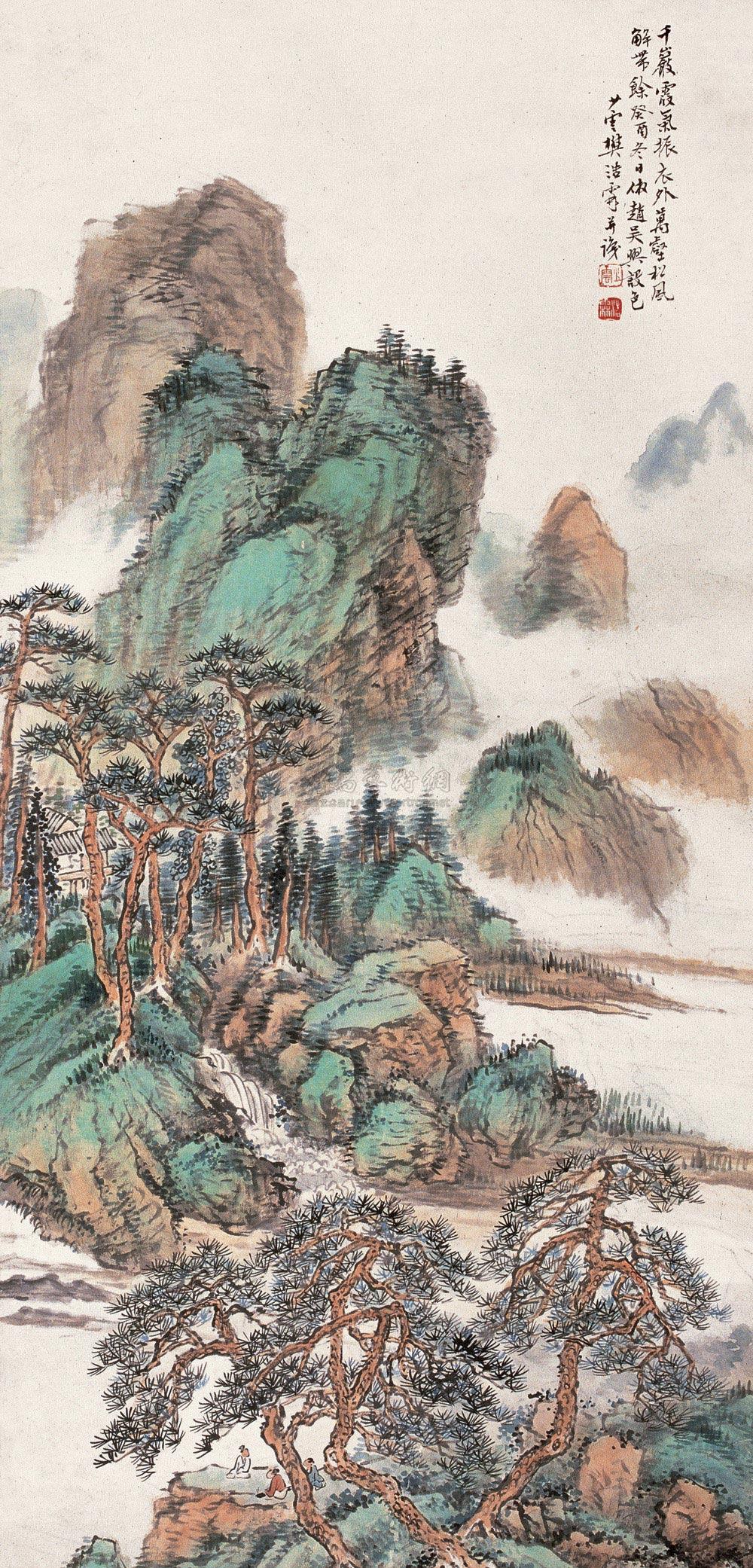 02151933年作万壑松风图立轴设色纸本