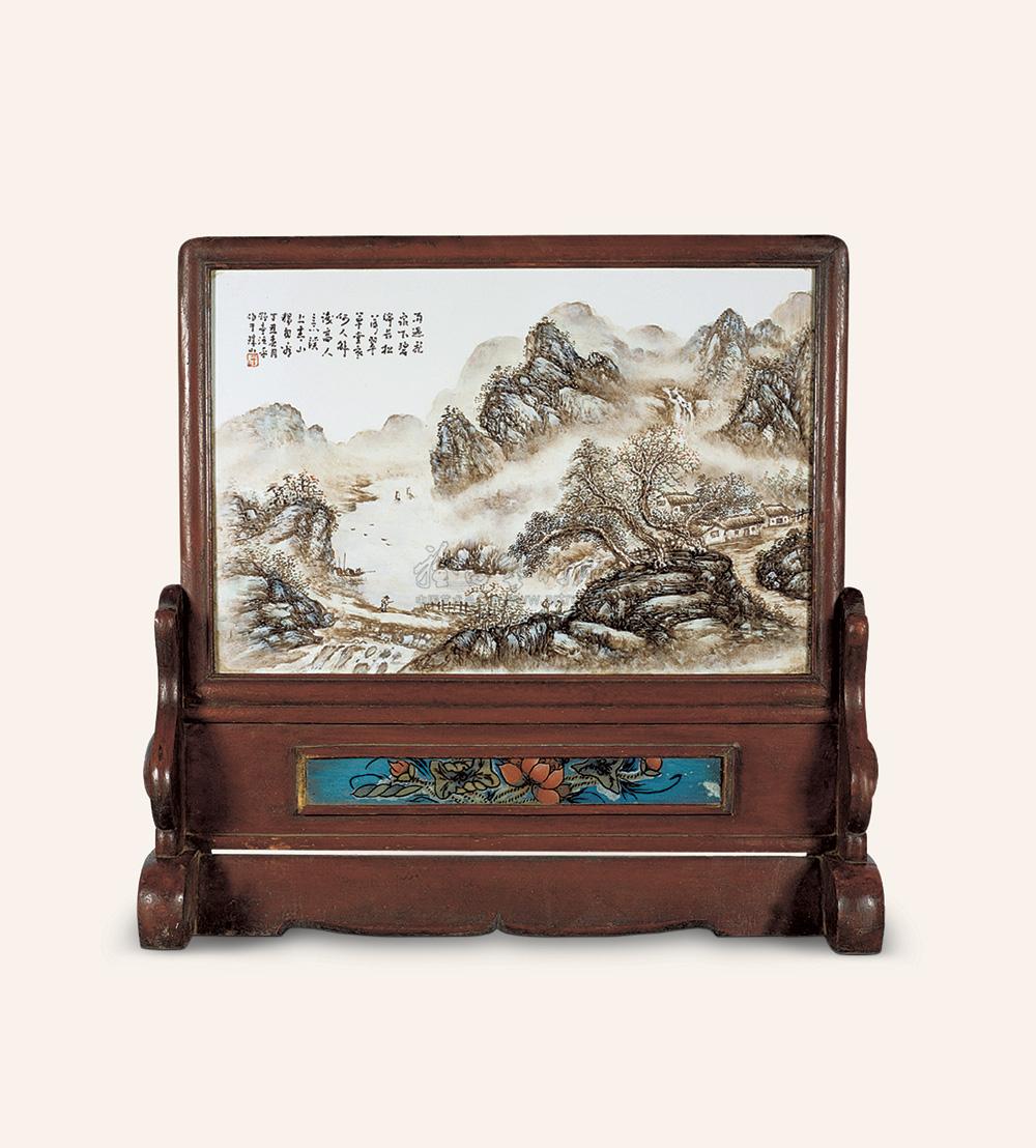 0261 汪野亭 江中行舟插屏