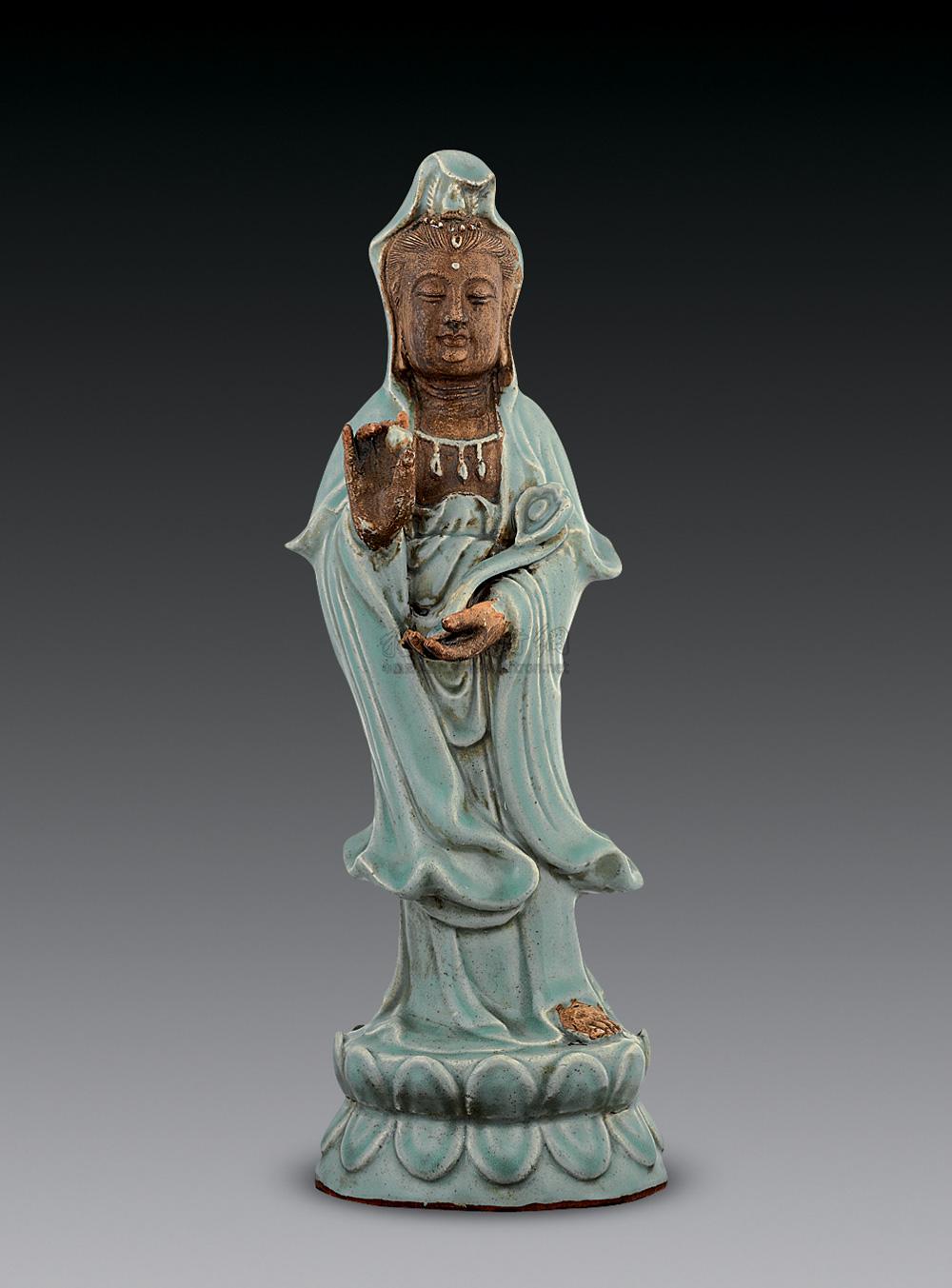 【明 龙泉观音大仕像】拍卖品_图片_价格_鉴赏_明代单色釉瓷器_雅昌