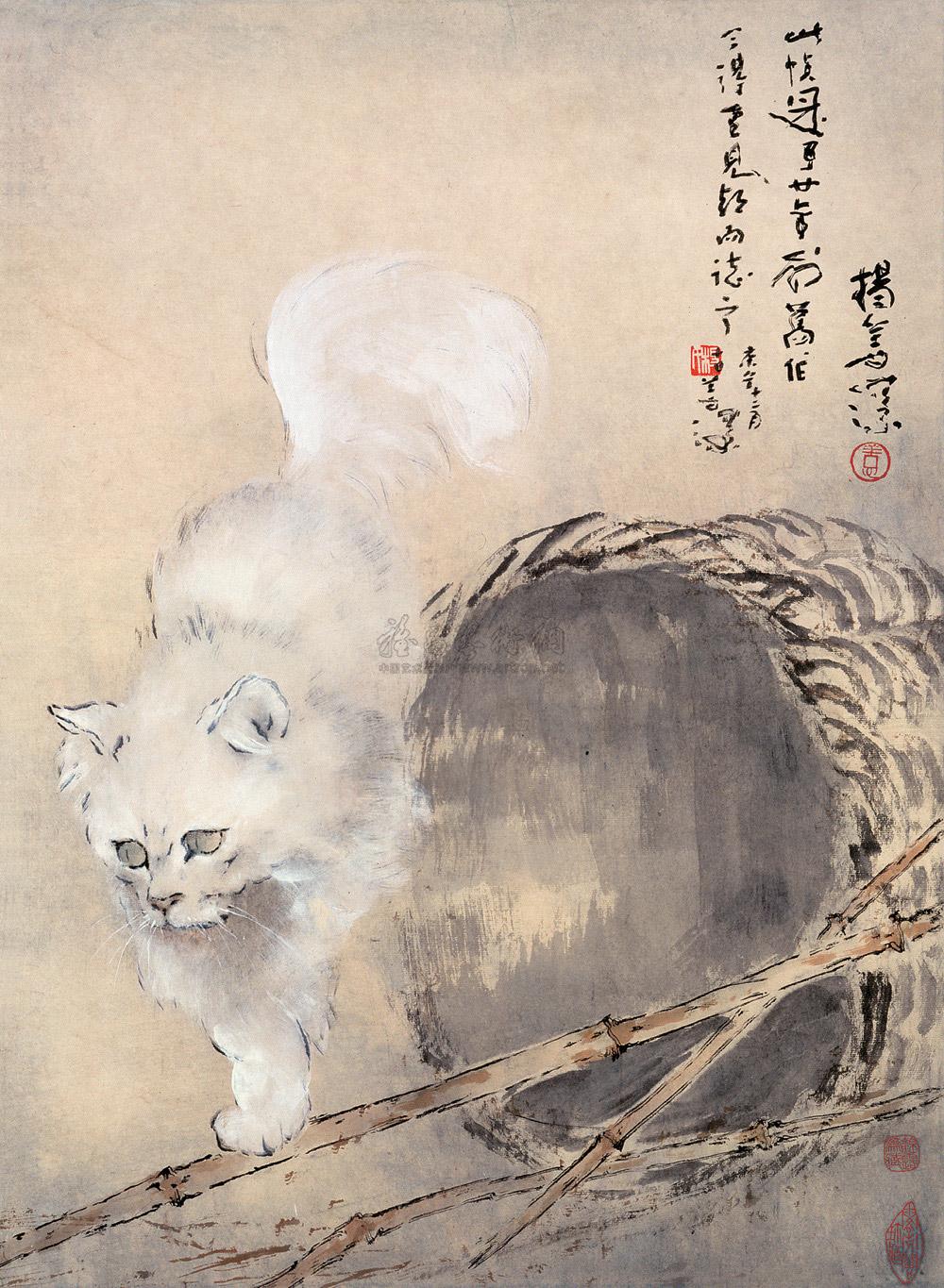0893 白猫 立轴 设色纸本