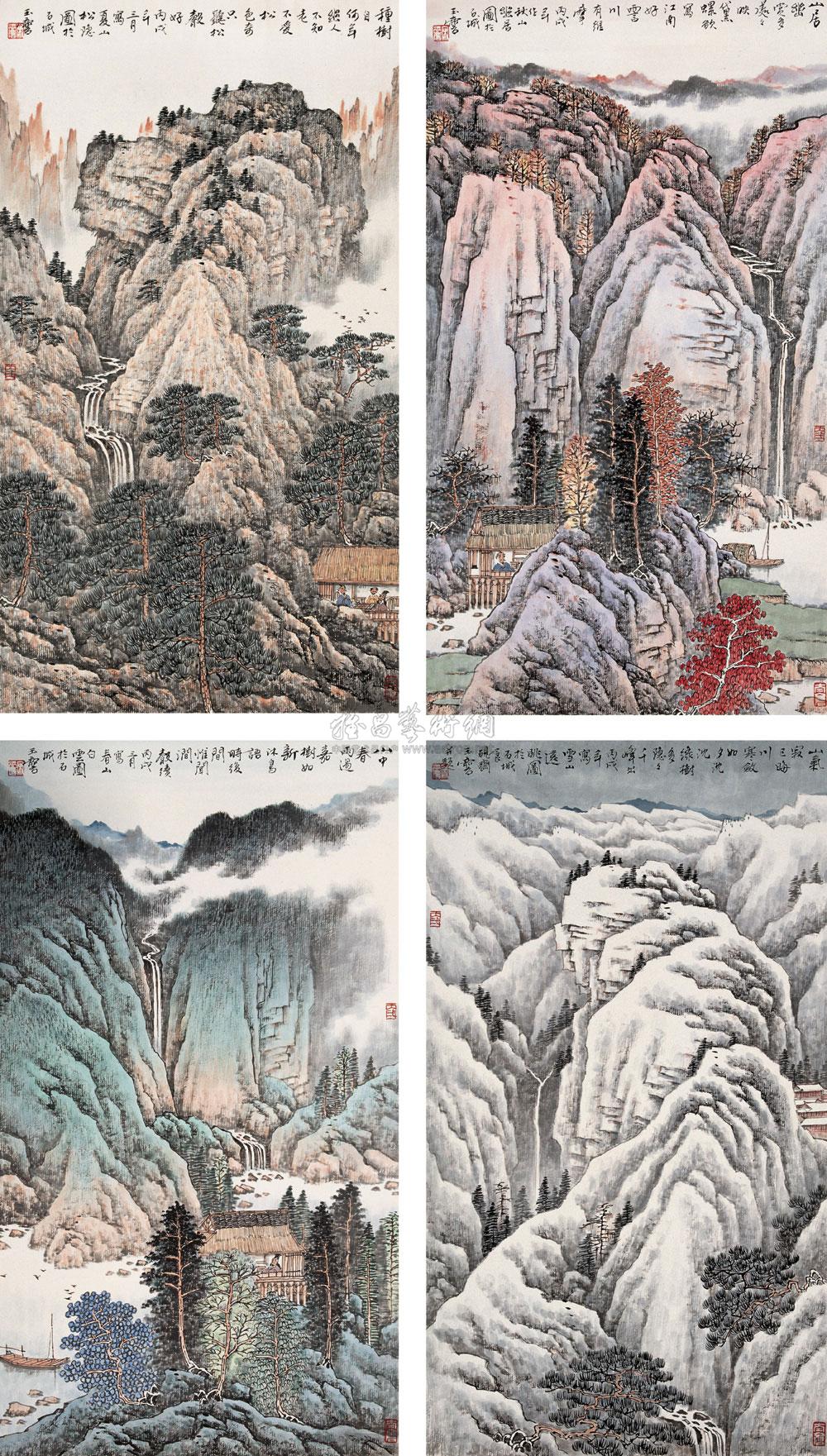 0186 2006年作 四季山水 镜心 设色纸本