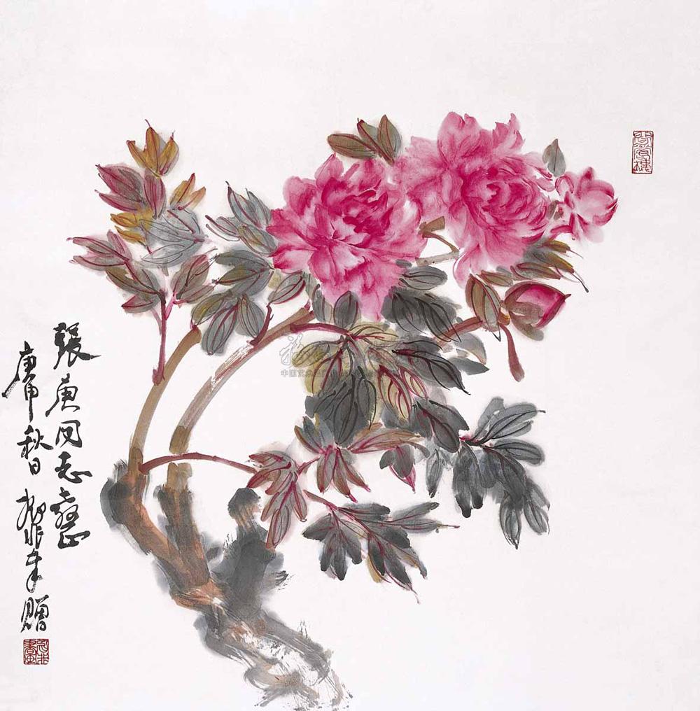 0943牡丹立轴设色纸本