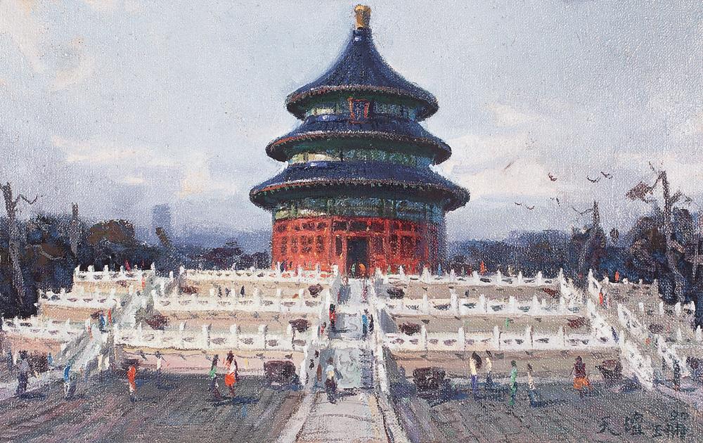 0287天坛风景布面油画