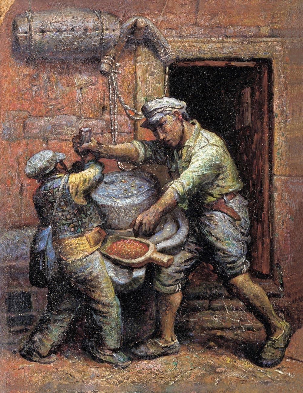 【1981年作 磨豆子 油彩 布面】拍卖品_图片_价格_鉴赏_油画_雅昌艺术