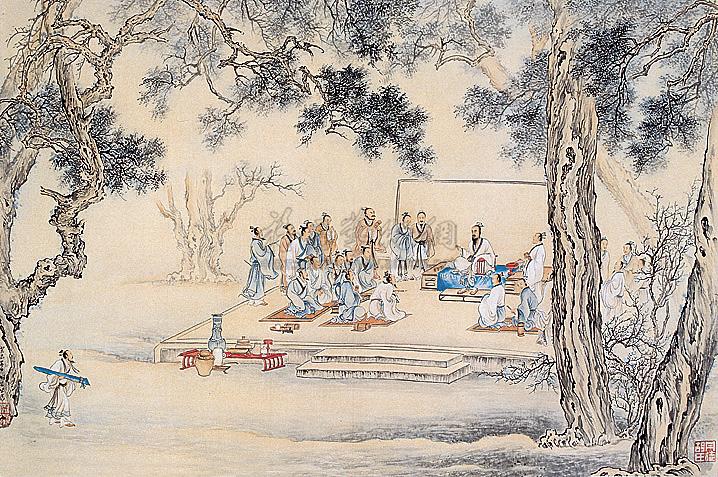 0218 讲学图 镜心 设色纸本