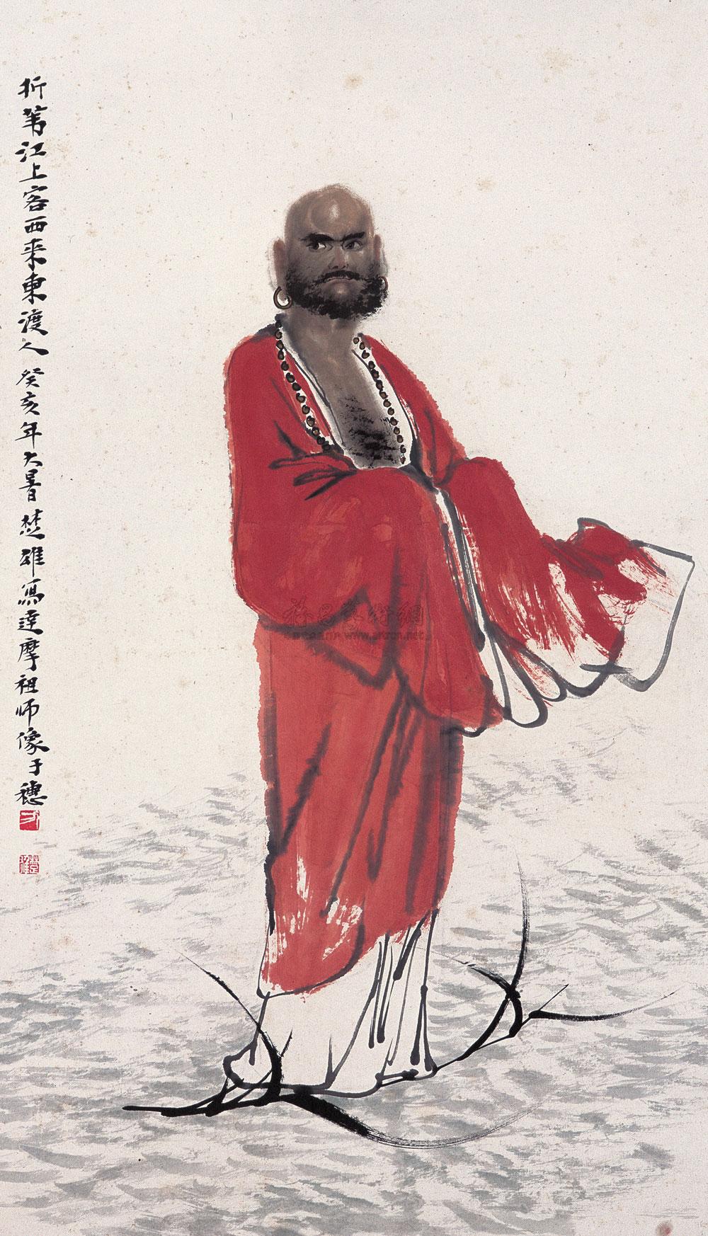 0274 癸亥(1983)年作 达摩东渡图 镜心 设色纸本