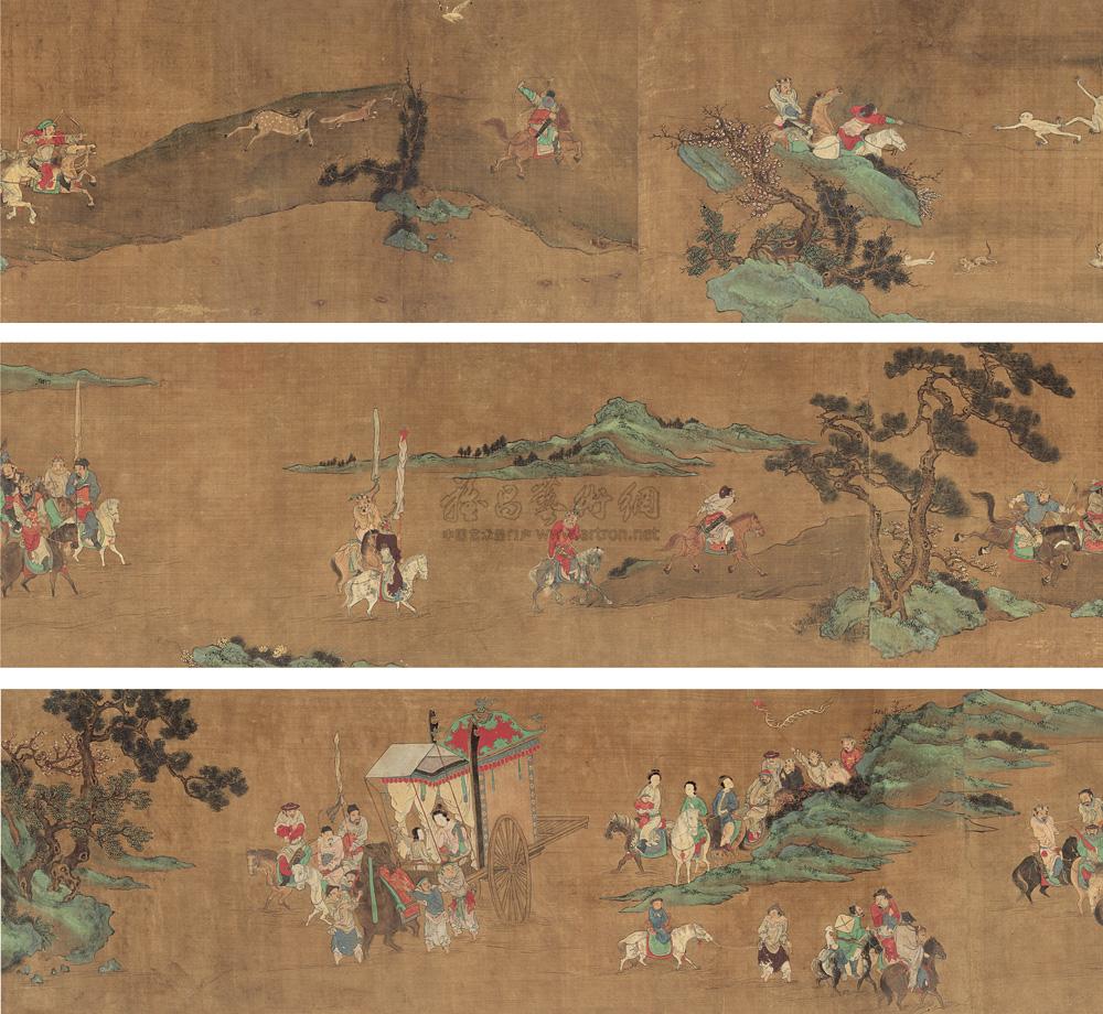 1719行猎图手卷绢本