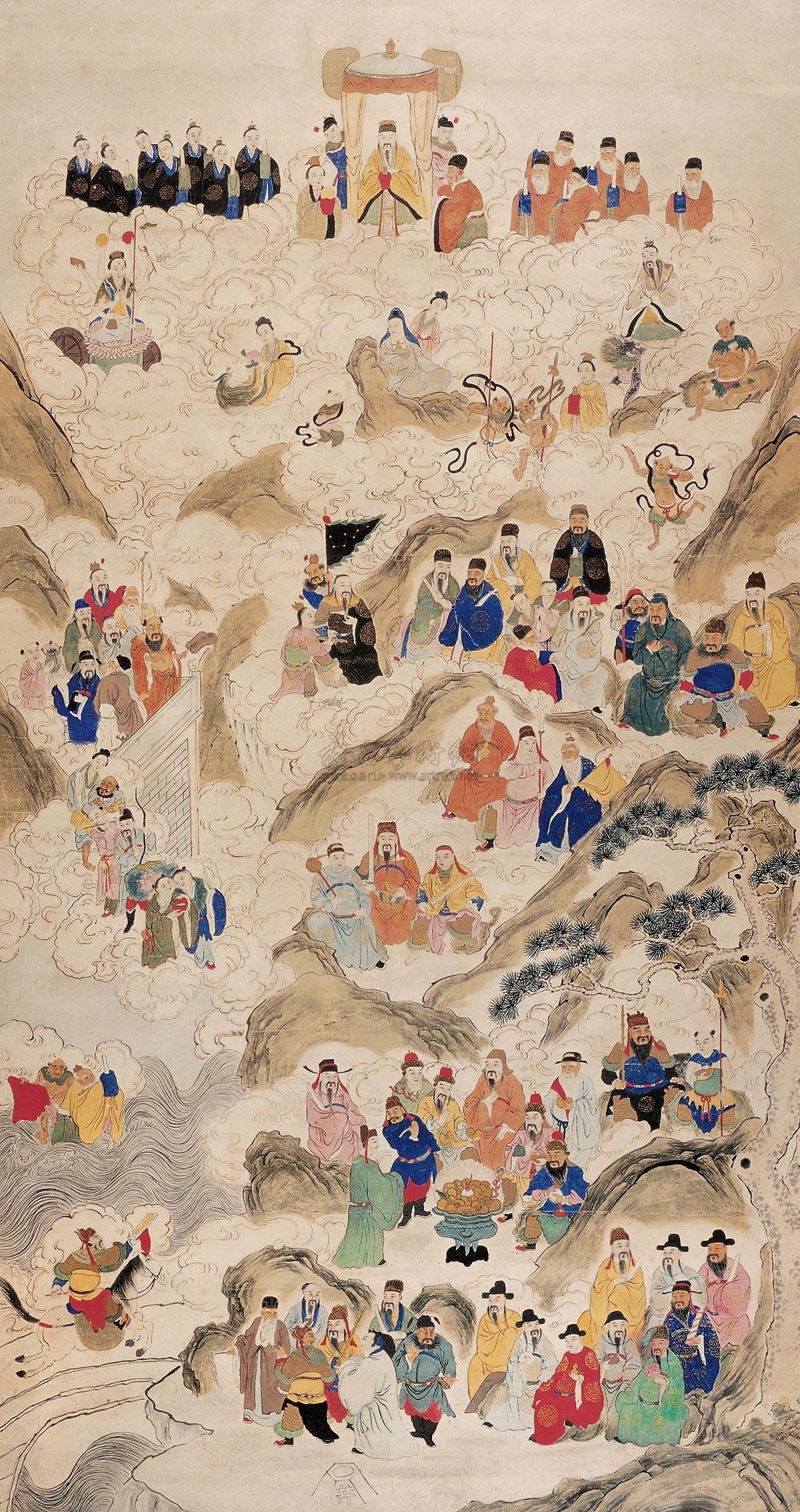 0402 群仙祝寿图 立轴 设色纸本