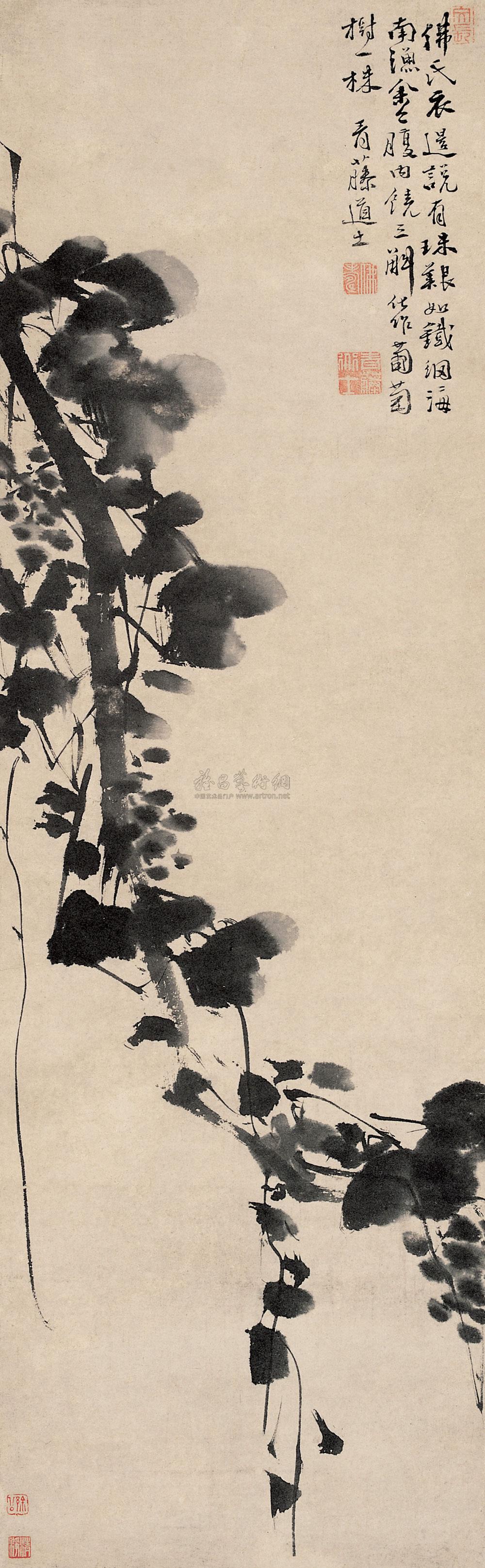 【葡萄 立轴 水墨纸本】拍卖品_图片_价格_鉴赏_绘画_雅昌艺术品拍卖