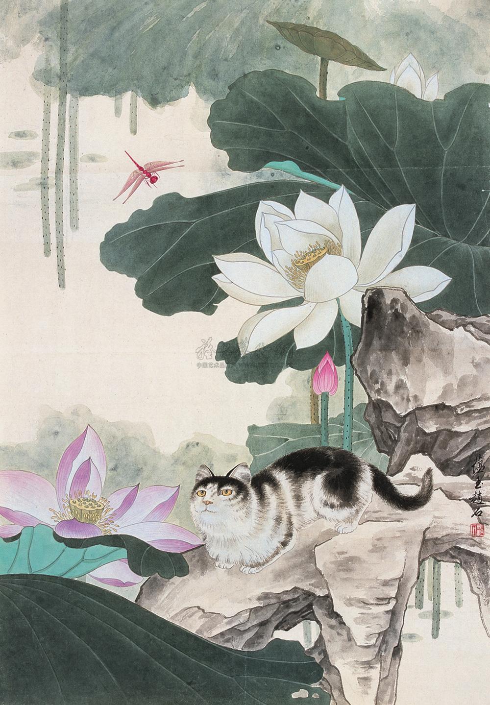 【荷塘清趣图 镜心 设色纸本】拍卖品_图片_价格_鉴赏_绘画_雅昌艺术