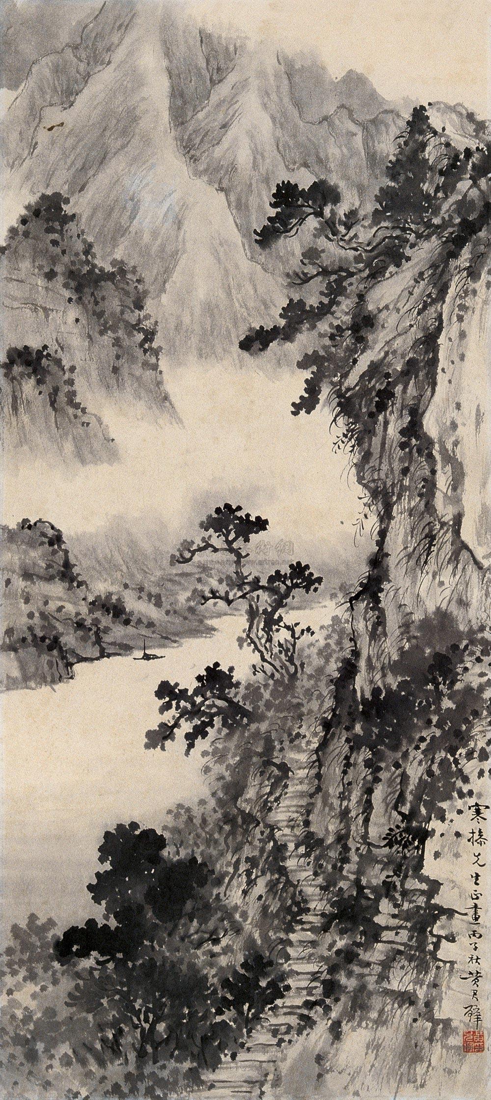 0518 1936年作 密林石阶 镜心 水墨纸本