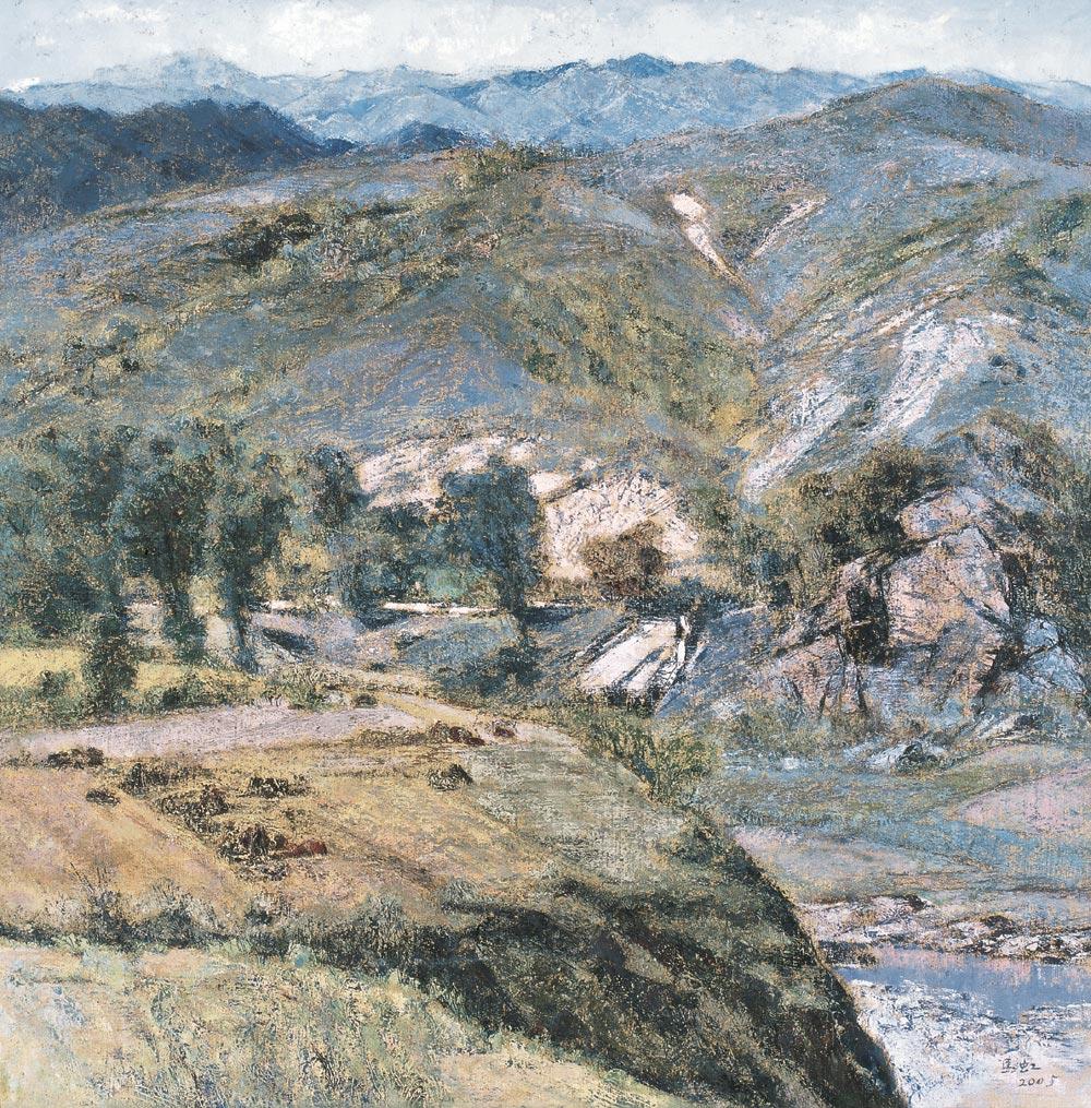 08922005年作坝上风光布面油画