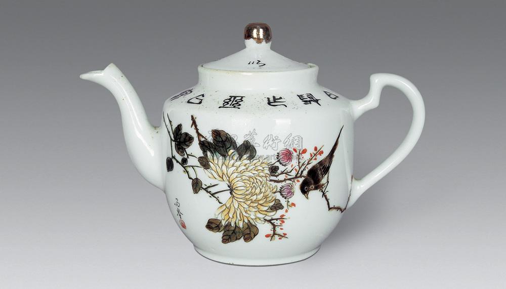 【民国 刘雨岑款粉彩花鸟纹茶壶】拍卖品_图片_价格_鉴赏_民国瓷器_雅