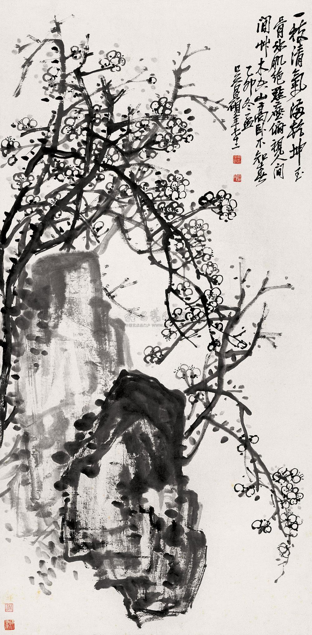 【乙卯(1915年)孟冬作 花鸟画《墨梅》 立轴 纸本】拍卖品_图片_价格_鉴赏_绘画_雅昌艺术品拍卖网