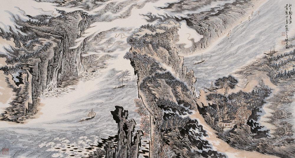 【2007年作 江云飘素练 镜心 纸本设色】拍卖品