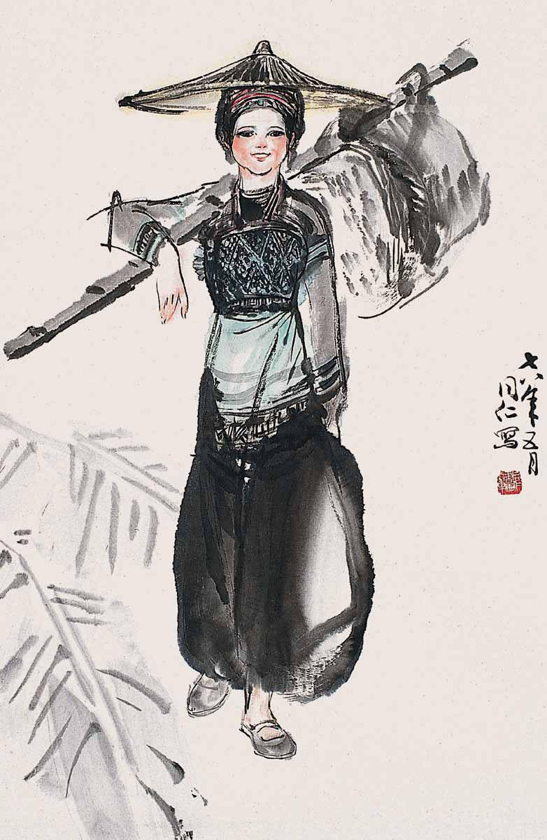 0047 1978年作 渔家女 立轴 设色纸本