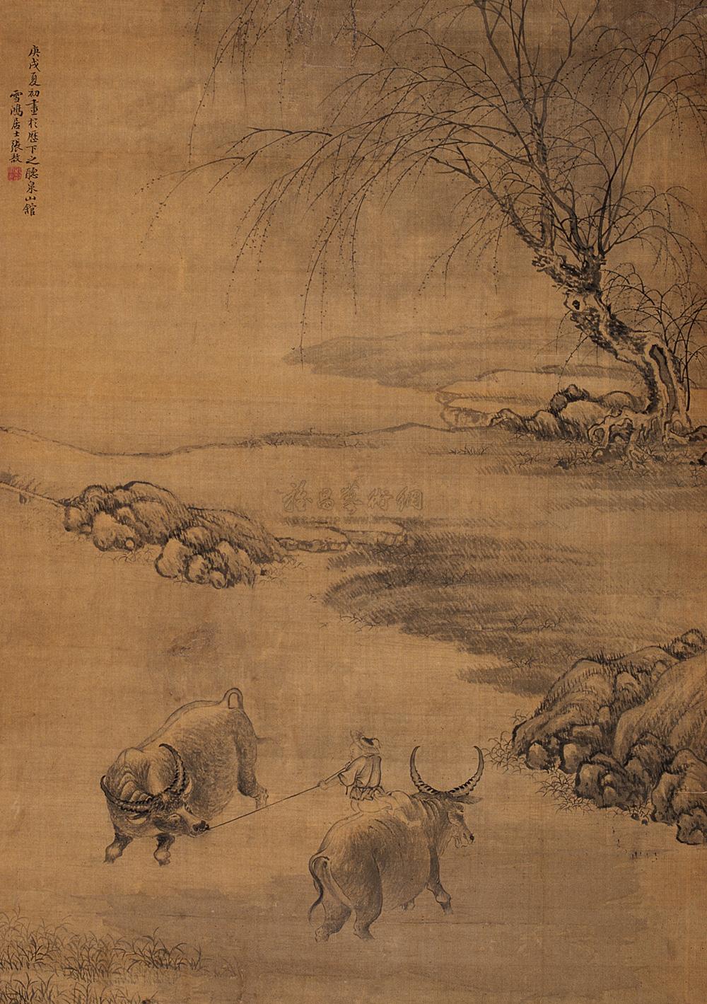 【春郊牧牛图 立轴 设色绢本】拍卖品_图片_价格_鉴赏_绘画_雅昌艺术