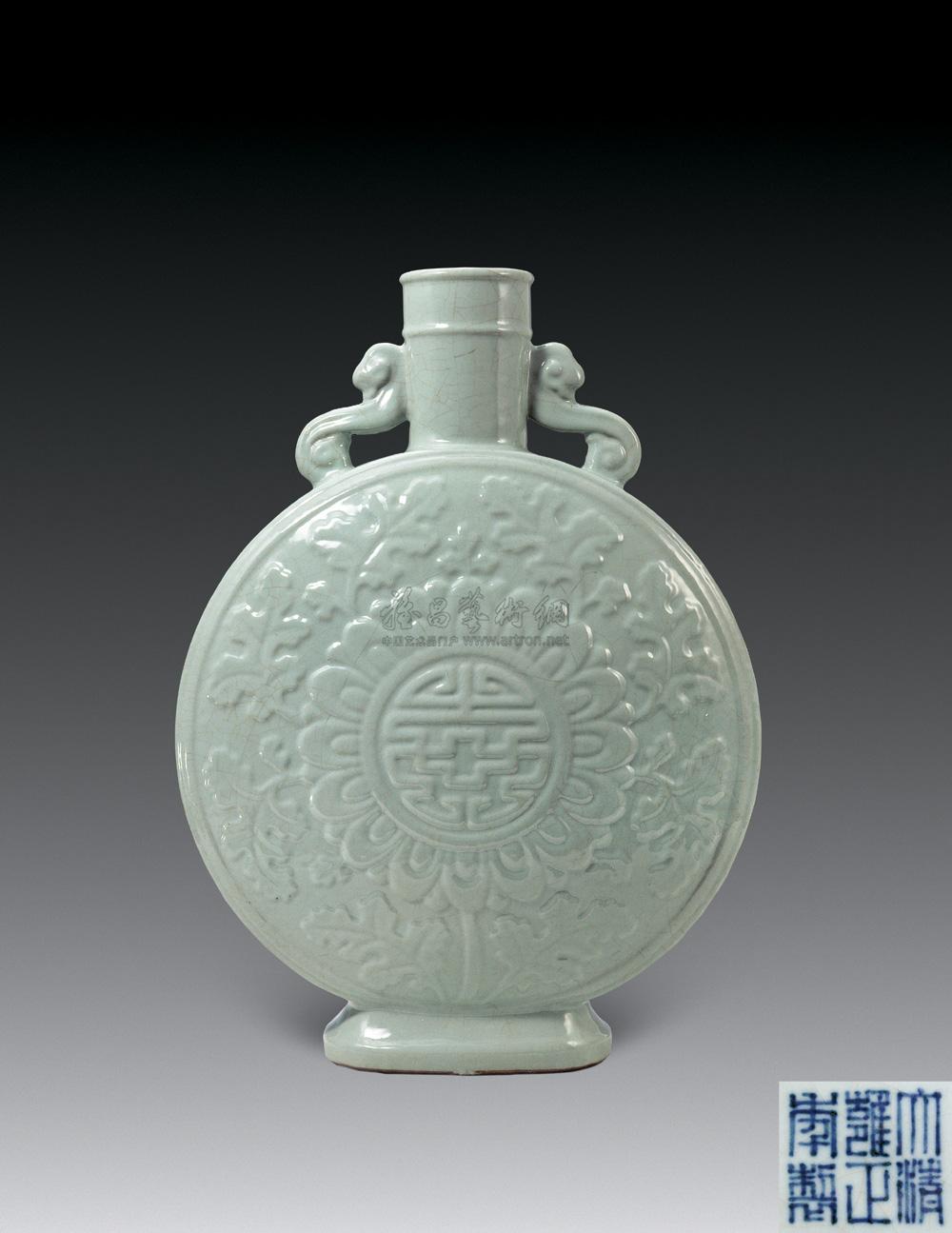 仿官釉印花纹抱月瓶】拍卖品_图片_价格_鉴赏_清代单色釉瓷器_雅昌