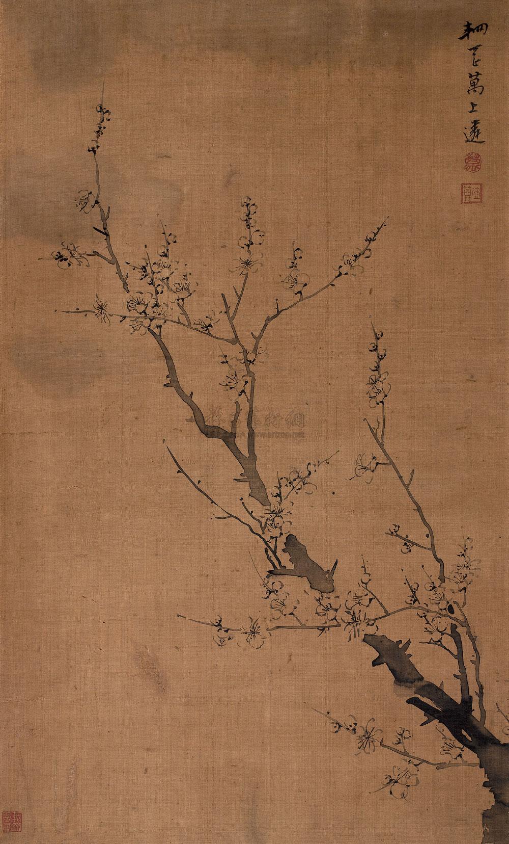 0101 墨梅图 立轴 水墨绢本