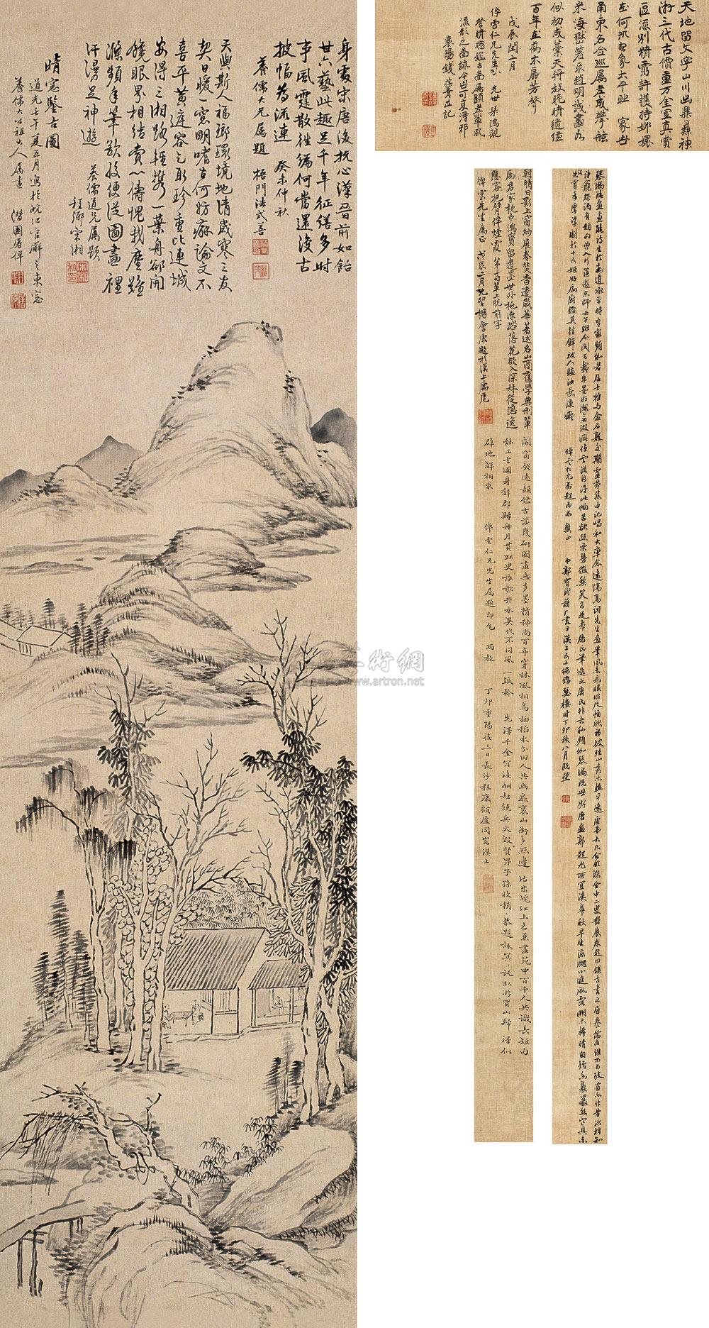【1822年作 晴窗鉴古图 立轴 水墨纸本】拍卖品_图片_价格_鉴赏_绘画