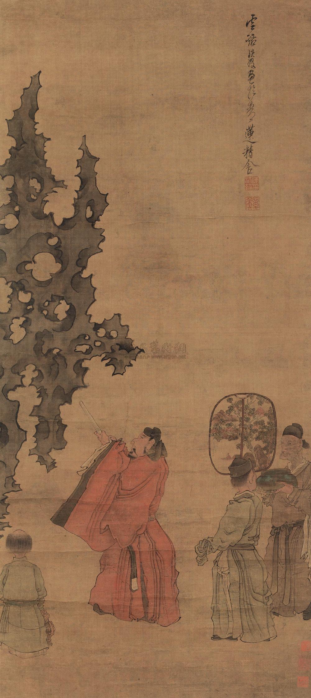 【米芾拜石图 立轴 设色绢本】拍卖品_图片_价格_鉴赏_绘画_雅昌艺术