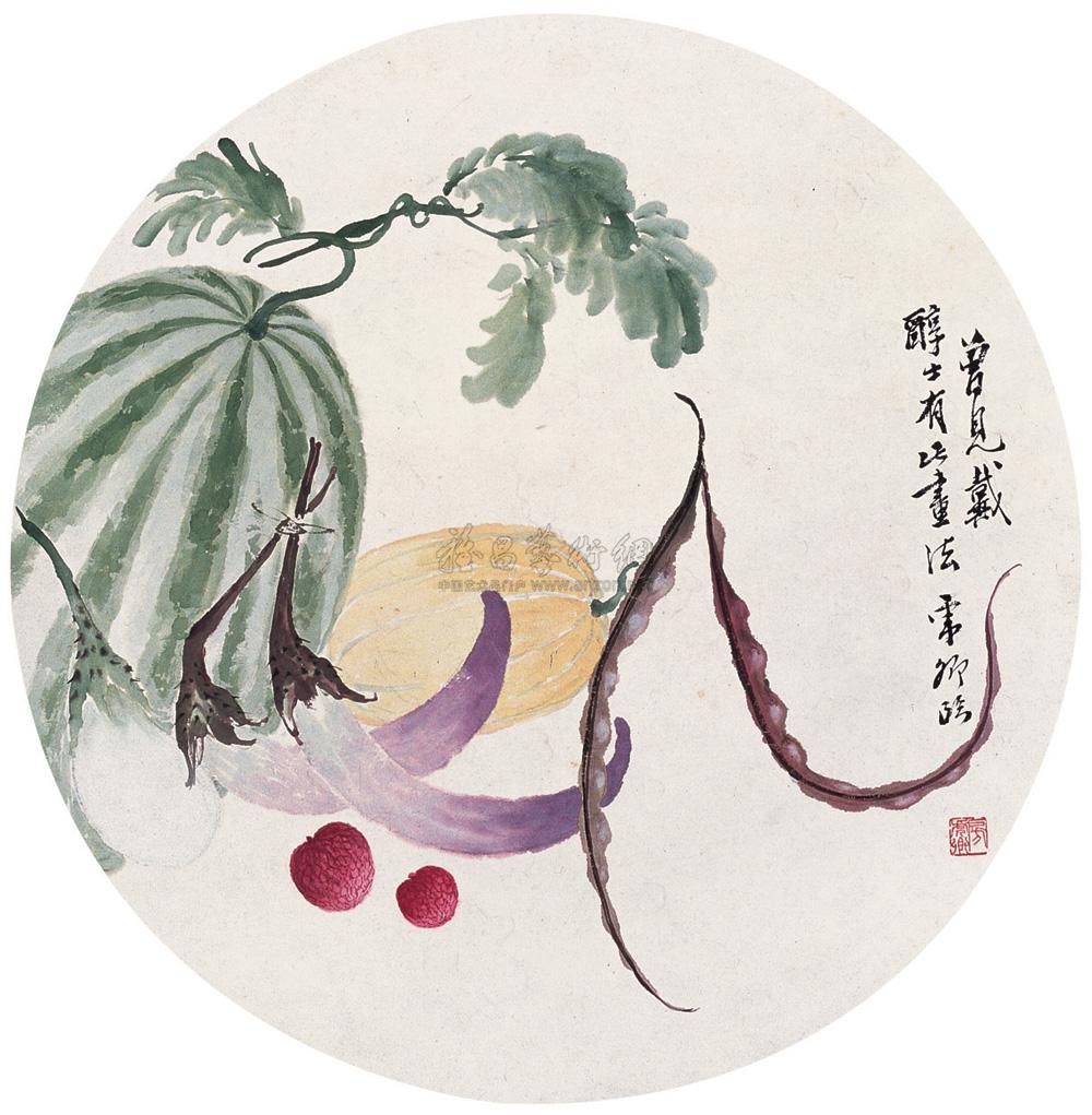 0704 蔬果图 团扇镜心 设色纸本