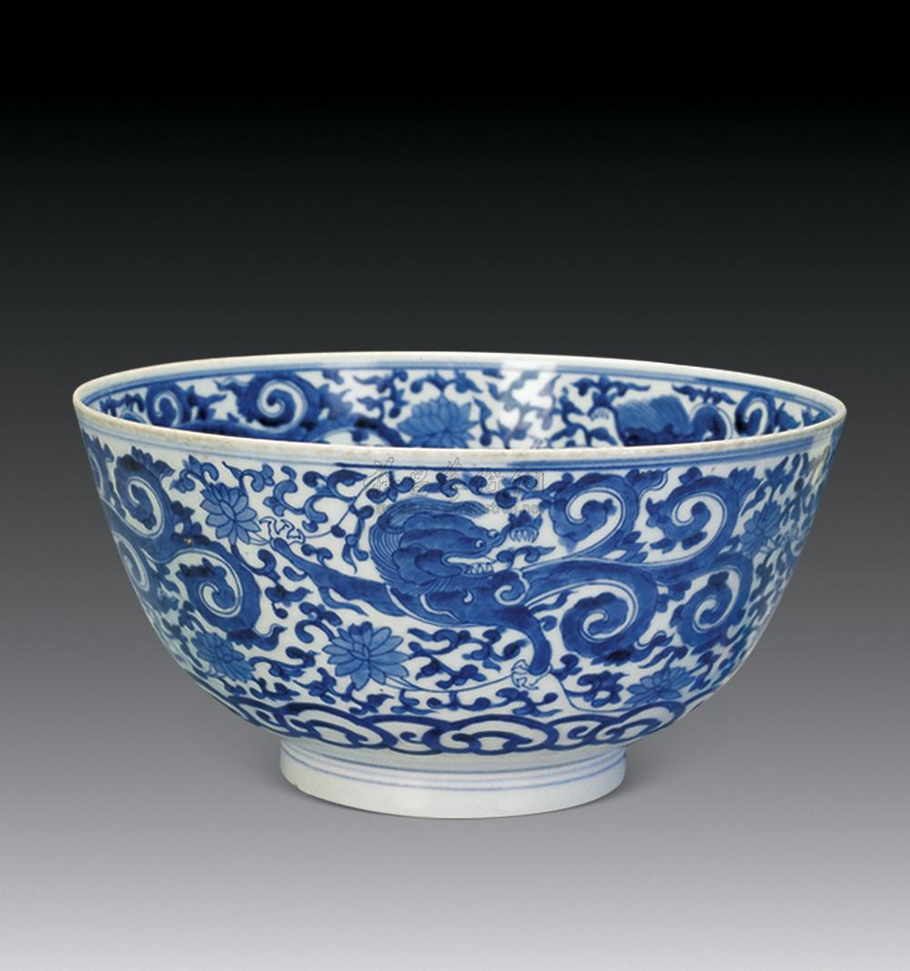 【清康熙 青花缠枝莲龙纹碗】拍卖品_图片_价格_鉴赏_清代青花瓷器_雅