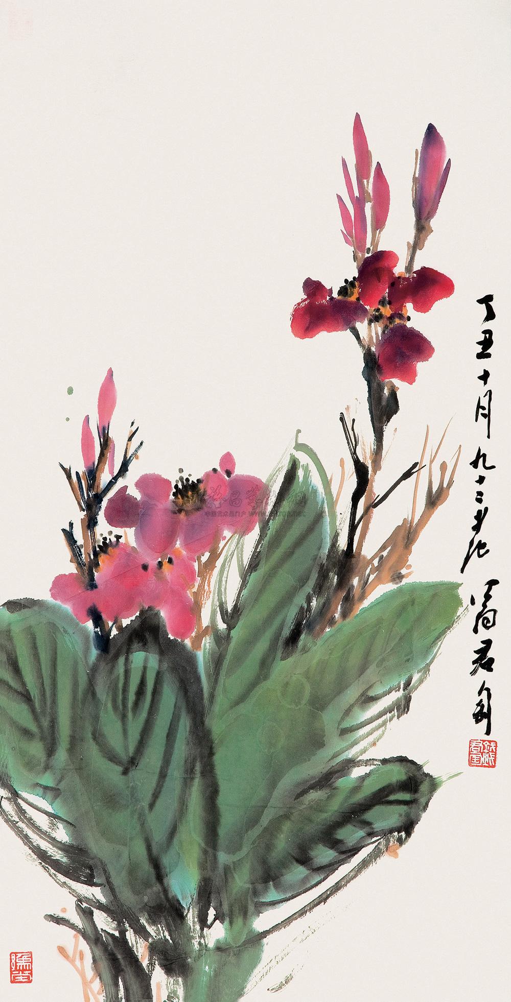 【姜花 镜心 设色纸本】拍卖品_图片_价格_鉴赏