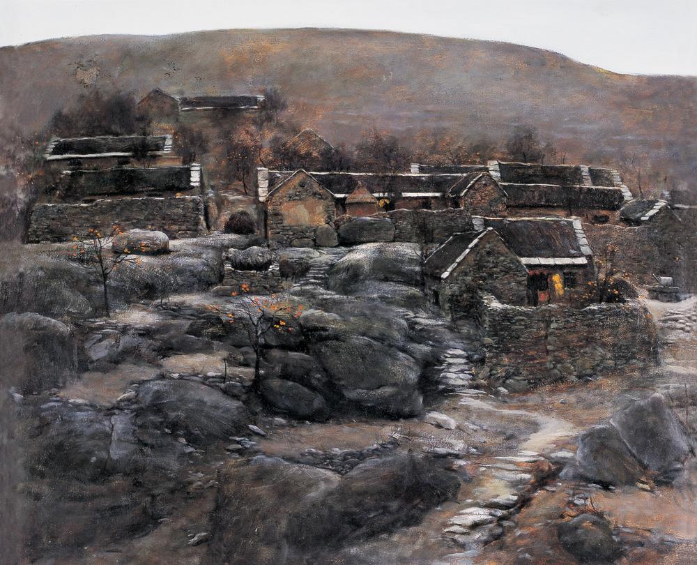 2457 山村 布面 油画
