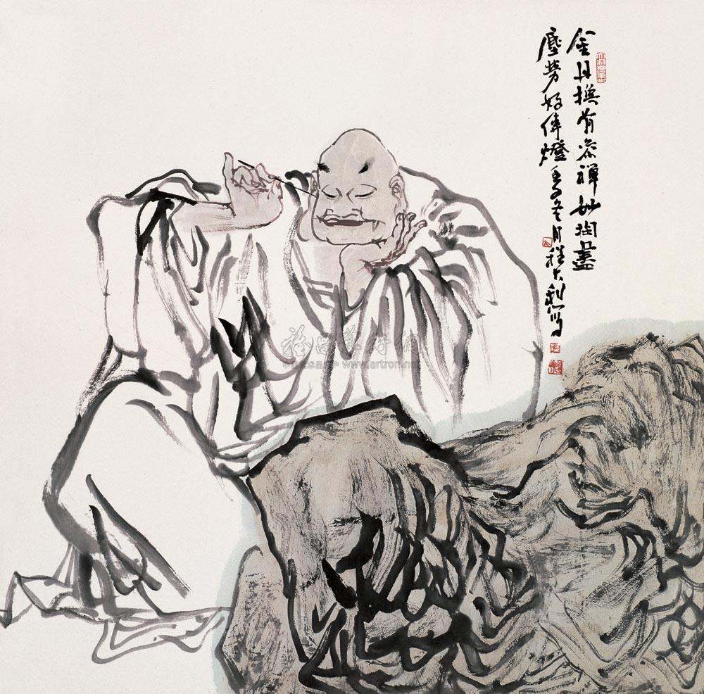0033 1972年作 挑耳图 立轴 纸本