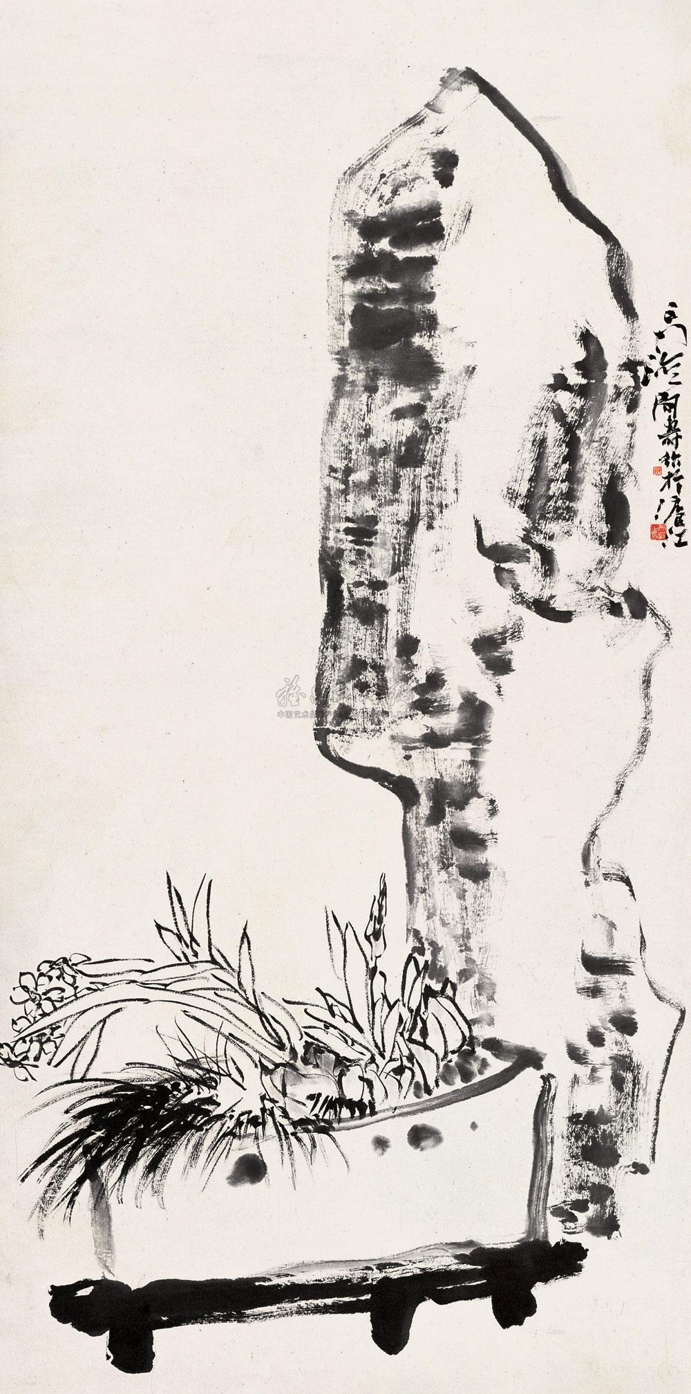 【水仙灵石图 立轴 设色纸本】拍卖品_图片_价格_鉴赏_绘画_雅昌艺术